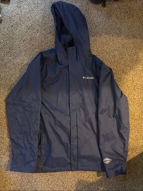 Columbia Navy Hooded Raincoat